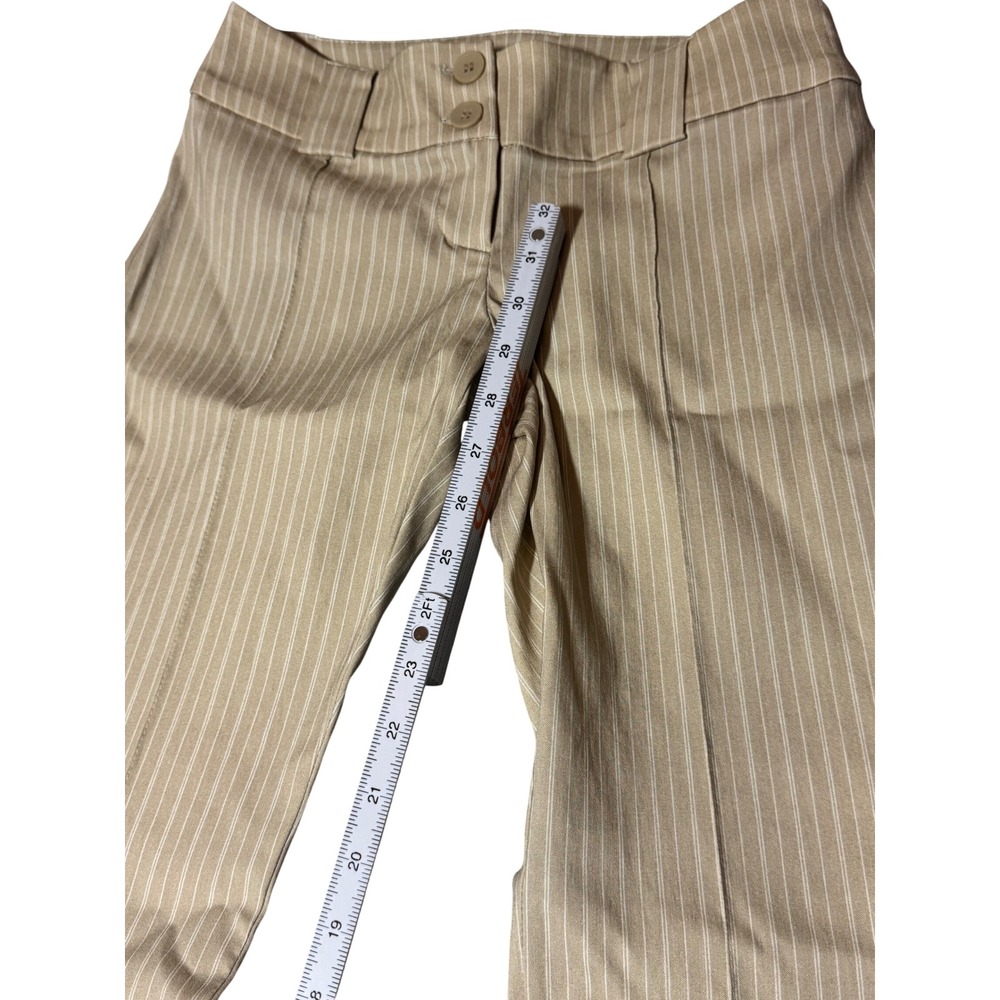 NWT Topshop Petite Tan Pinstripe Flare Leg Trousers Side Slit Pants US 2 NEW - Picture 6 of 10